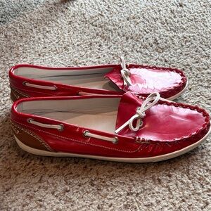 AGL red patent leather deck shoes size 39